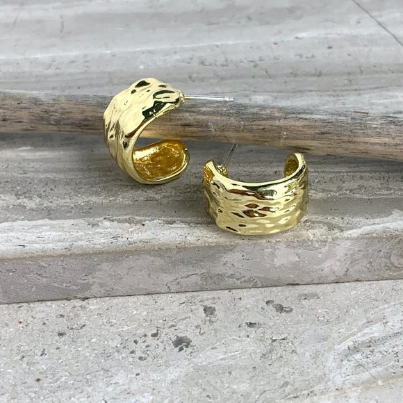 Anthropologie Jewelry - NEW~ Anthropologie Molten Gold Huggie Hoop Earrings